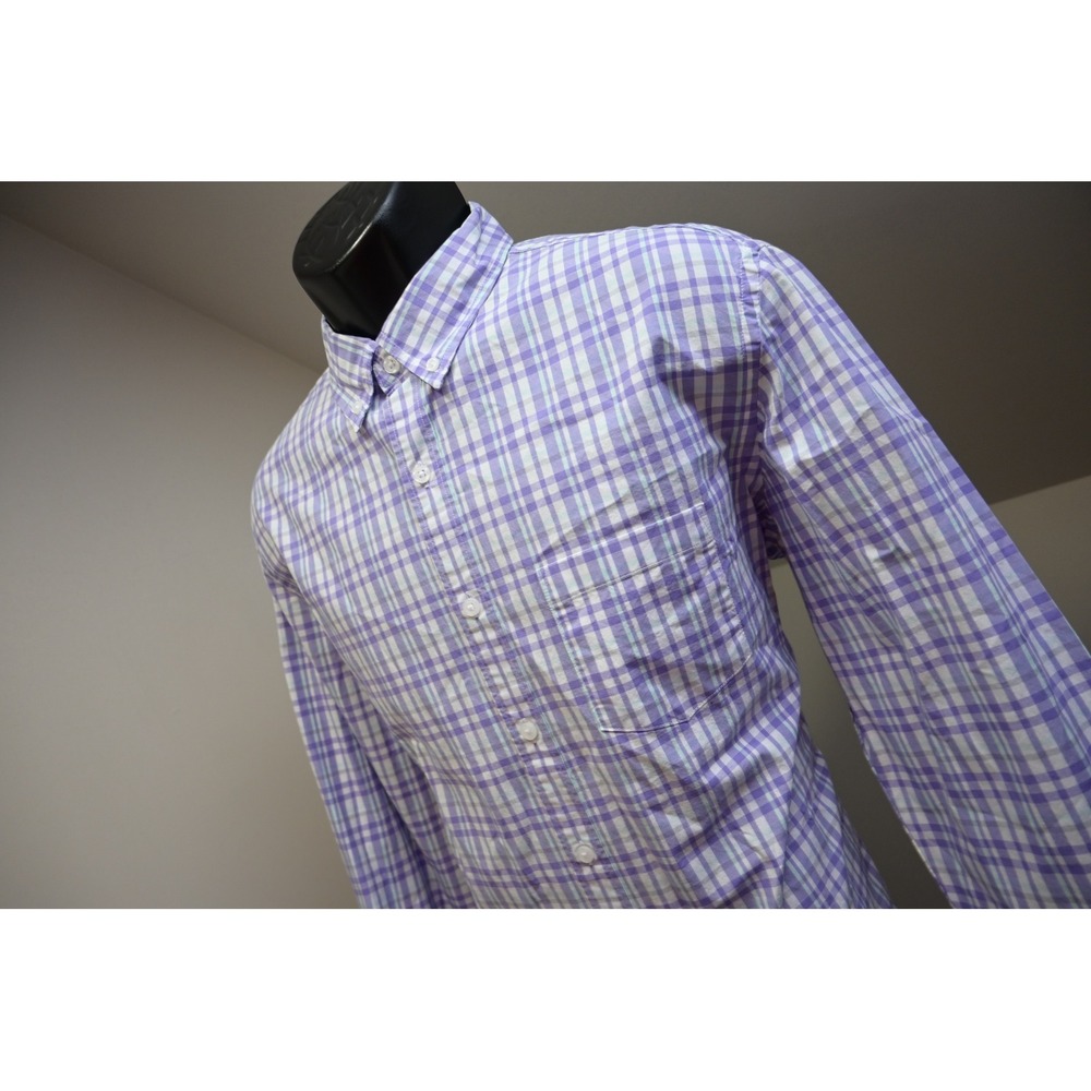 J.Crew‎ Button Up Dress Shirt Mens Large Plaid Slim Untucked Stretch Excellent